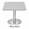 Modern square cafe table with brushed metal base