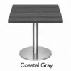 Modern square cafe table with brushed metal base