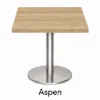Modern square cafe table with brushed metal base