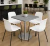 Modern square cafe table with brushed metal base