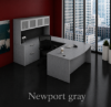 Bow Front U-Shaped Executive Desk with Hutch, Drawers and Storage