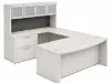 	Bow Front U-Shaped Executive Desk with Hutch, Drawers and Storage