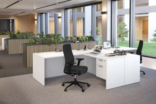 2 person open concept workstation
