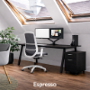 Home office desk setup for small spaces with built-in storage