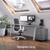 Professional office desk with secure storage drawers for workspace use