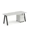 Professional office desk with secure storage drawers for workspace use