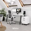 Professional office desk with secure storage drawers for workspace use