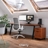 Contemporary workspace desk with laminate top and angled metal legs