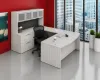 	Bow Front U-Shaped Executive Desk with Hutch, Drawers and Storage