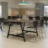 Standing height conference table with metal A-legs