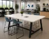 Standing height conference table with metal A-legs