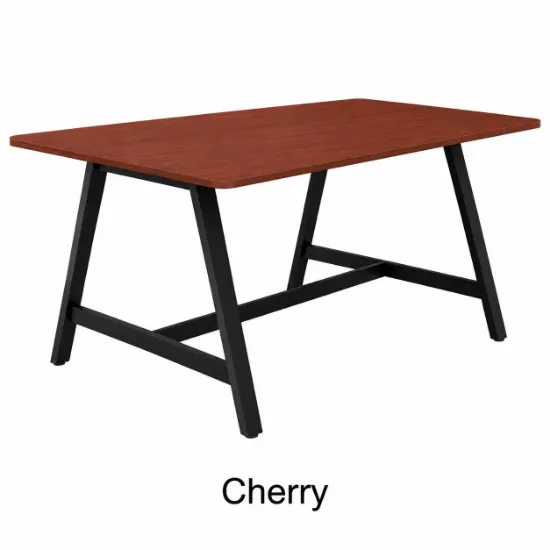 	Standing height conference table with metal A-legs
