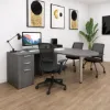 Bullet L-shaped office desk with locking pedestal