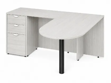 Bullet L-shaped office desk with locking pedestal
