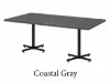 Rectangular cafeteria table with laminate top and black metal X-base