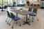 Rectangular cafeteria table with laminate top and black metal X-base