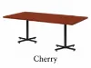 Rectangular cafeteria table with laminate top and black metal X-base