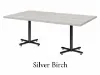 Rectangular cafeteria table with laminate top and black metal X-base