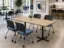 Rectangular cafeteria table with laminate top and black metal X-base