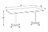 Rectangular cafeteria table with laminate top and black metal X-base