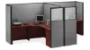 2 person office workstation with fabric privacy panels