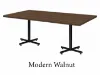 Rectangular cafeteria table with laminate top and black metal X-base