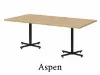 Rectangular cafeteria table with laminate top and black metal X-base