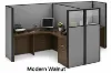 2 person office workstation with fabric privacy panels