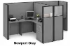 	2 person office workstation with fabric privacy panels