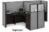 	2 person office workstation with fabric privacy panels