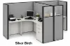 2 person office workstation with fabric privacy panels