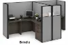 2 person office workstation with fabric privacy panels