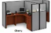 	2 person office workstation with fabric privacy panels