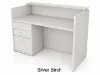 Reception desk with glass transaction counter