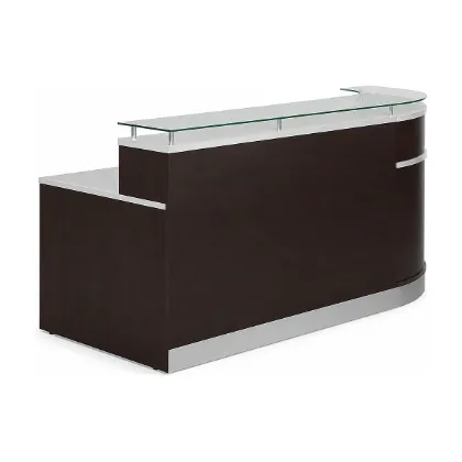 Cosmo ADA L shaped glass top reception desk