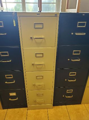 Picture of Hirsh 4-Drawer Letter Size File Cabinet – 15"W x 26½"D x 52"H – Putty, Locking with Key 
