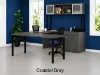 72 x 102 U-shaped desk with combo file and 2-door glass hutch in laminate finish with metal legs