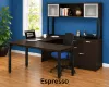 72 x 102 U-shaped desk with combo file and 2-door glass hutch in laminate finish with metal legs