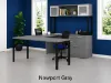 	72 x 102 U-shaped desk with combo file and 2-door glass hutch in laminate finish with metal legs