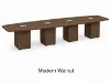 20 ft boat shaped conference table with cube storage bases