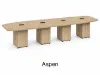 20 ft boat shaped conference table with cube storage bases