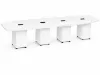 20 ft boat shaped conference table with cube storage bases