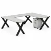 Picture of U-Shaped Desk with Pedestal and Matte Black X-Legs 