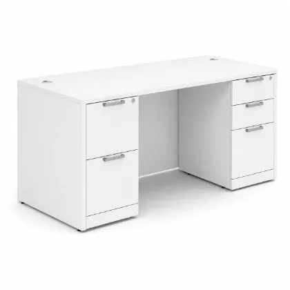 	71 x 36 double pedestal executive desk with laminate work surface, box file pedestal, file file pedestal, and multiple finish options