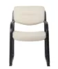 Boss beige LeatherPlus guest chair with curved arms, contoured cushions, black steel sled base, and reception seating design