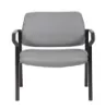 Boss mid back antimicrobial vinyl guest chair with fixed arms, black steel frame, wall-saver legs, and 500 lb capacity