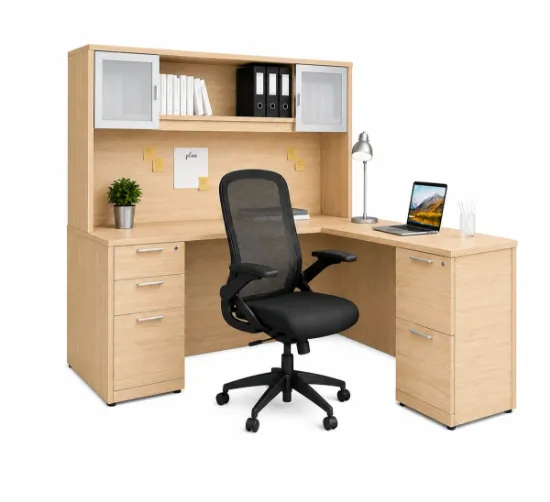 L shape desk with drawers