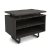 Palisades open-front office storage cabinet in Gauntlet Gray with Graphite frame, floating top, and internal shelf