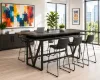 Palisades 96 inch standing height conference table with two-tier design, hidden storage, six power module cutouts, Gauntlet Gray finish, and black base