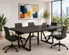 	Palisades 72 inch sitting height rectangular conference table with metal legs, two power cutouts, grommet covers, Gauntlet Gray finish, and black frame